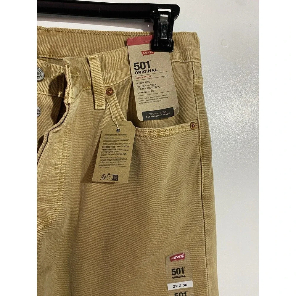 Levis 501 Jeans Mens 29x30 Original‎ Button Fly Mustard Brown Straight Cowboy